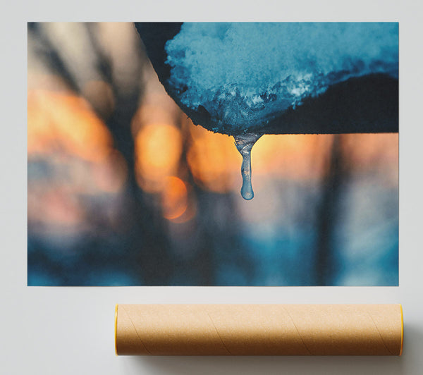 Frozen Blue Drip Poster