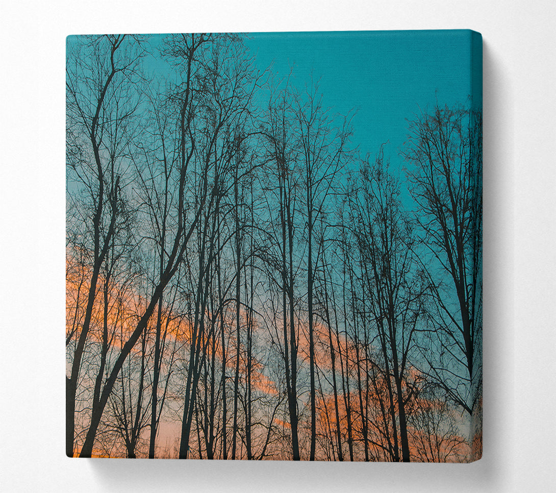  A Canvas Print of Silhouettes In Teal Sky Canvas Wall Art