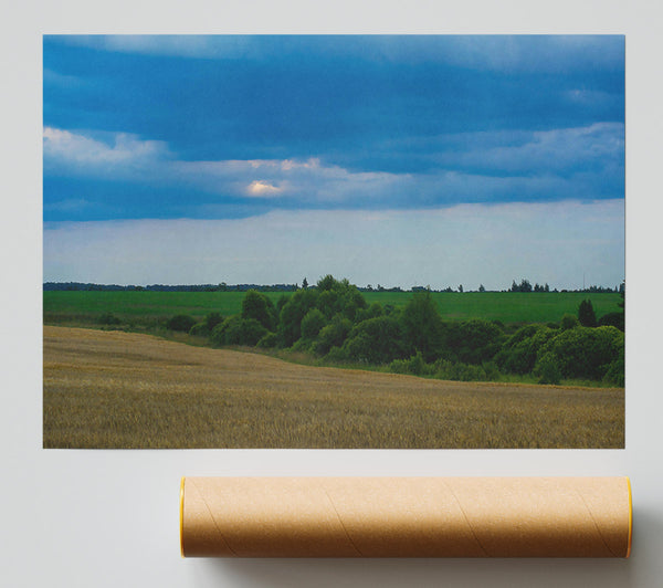 Blue Sky Over Field Print