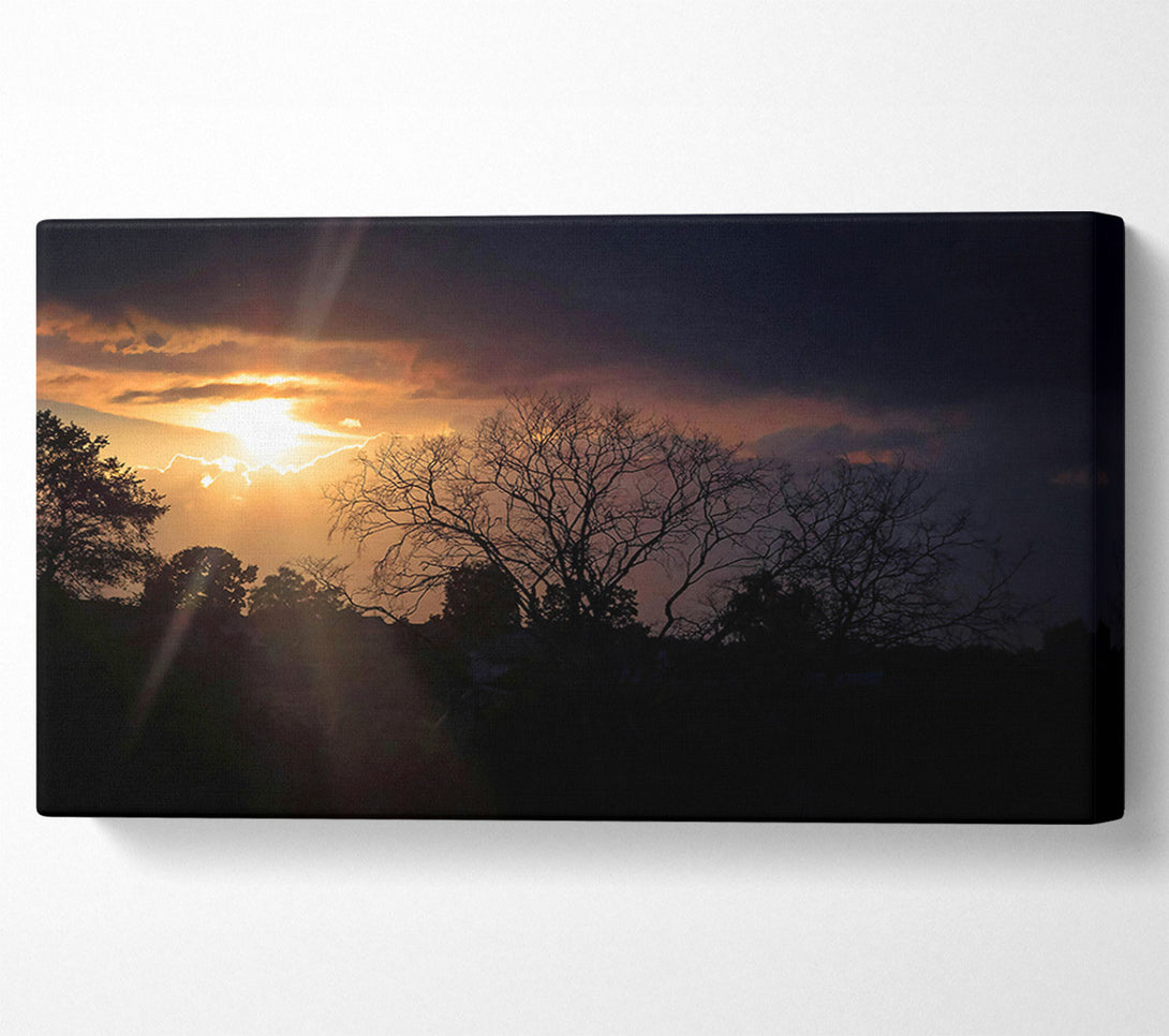  A Canvas Print of Golden Sunset Silhouettes Canvas Art