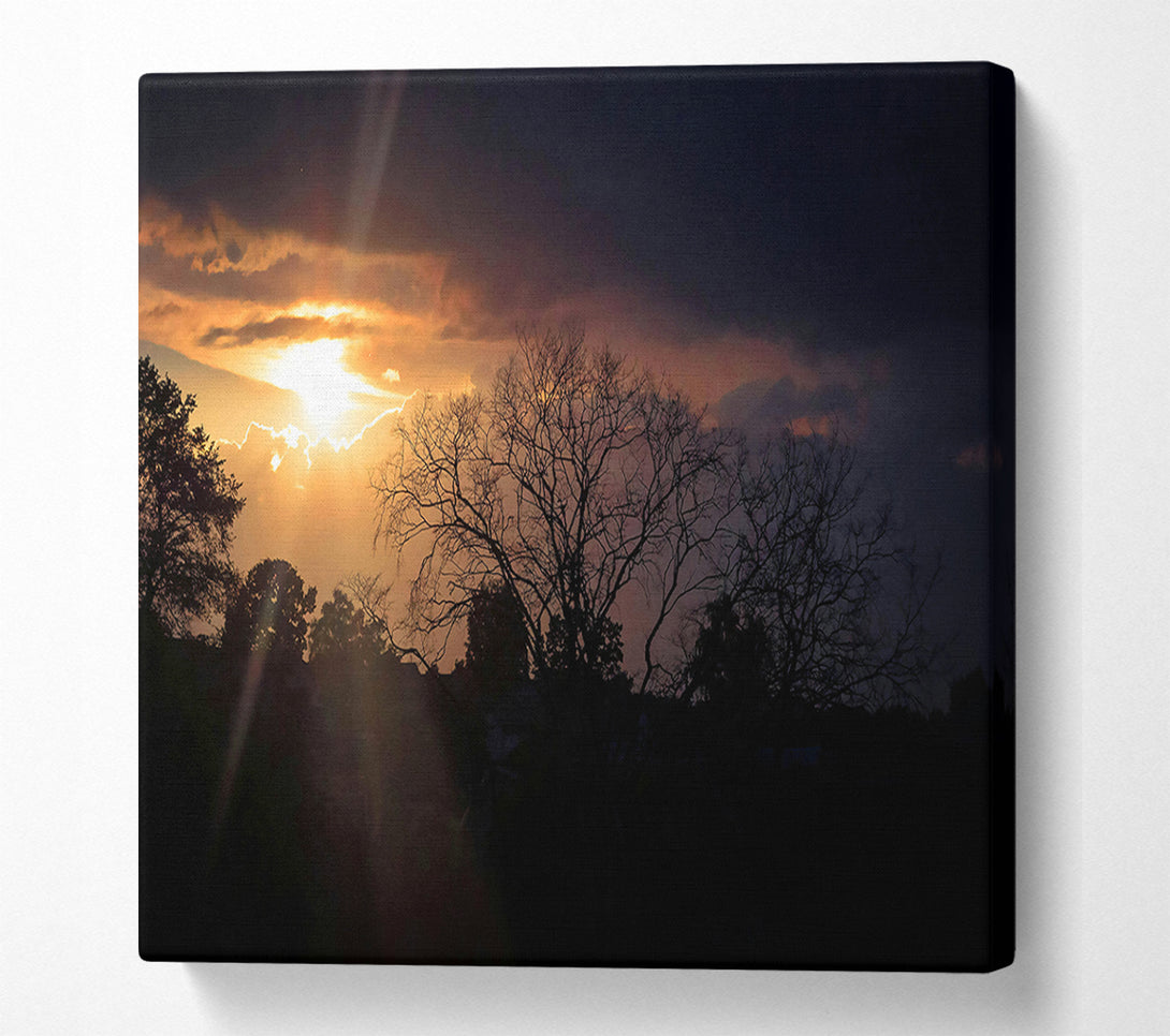  A Canvas Print of Golden Sunset Silhouettes Canvas Art