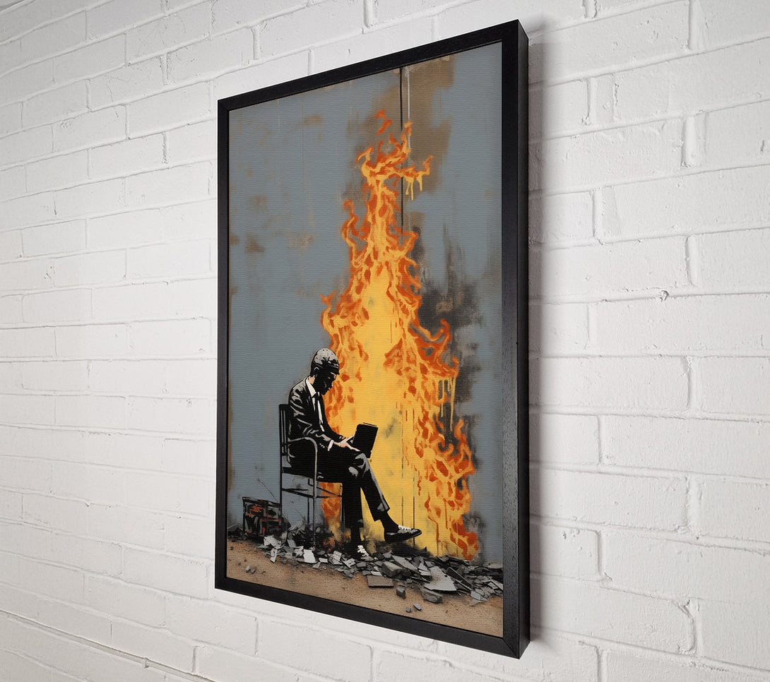  A Canvas Print of Reading By The Fire Graffiti Canvas Print