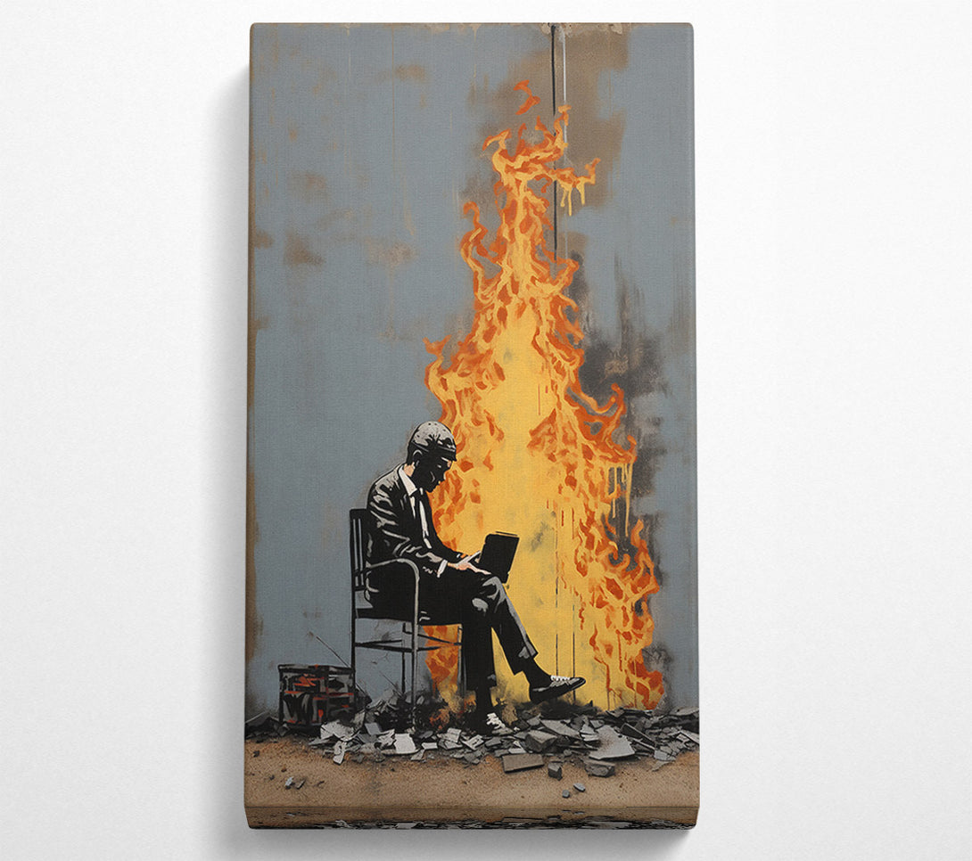 A Canvas Print of Reading By The Fire Graffiti Canvas Print
