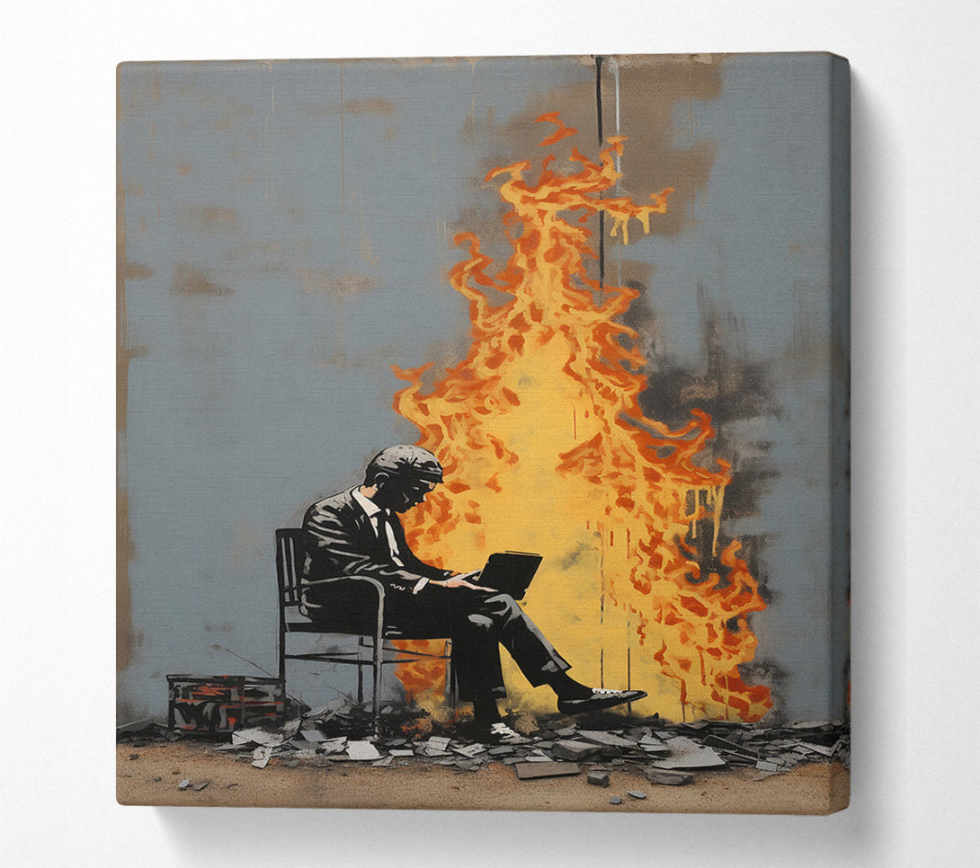 A Canvas Print of Reading By The Fire Graffiti Canvas Print