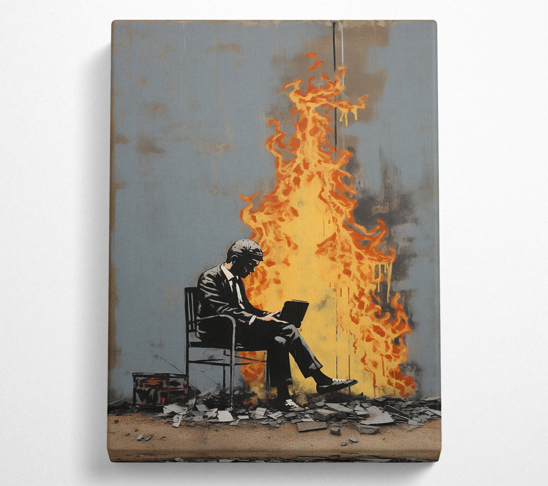  A Canvas Print of Reading By The Fire Graffiti Canvas Print