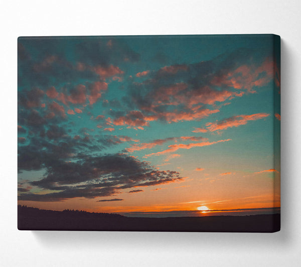  A Canvas Print of Teal Sunset Clouds Canvas Art