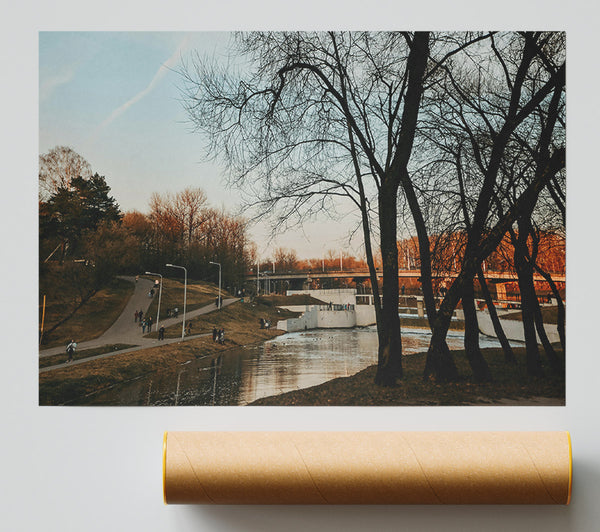Golden River Trees Poster