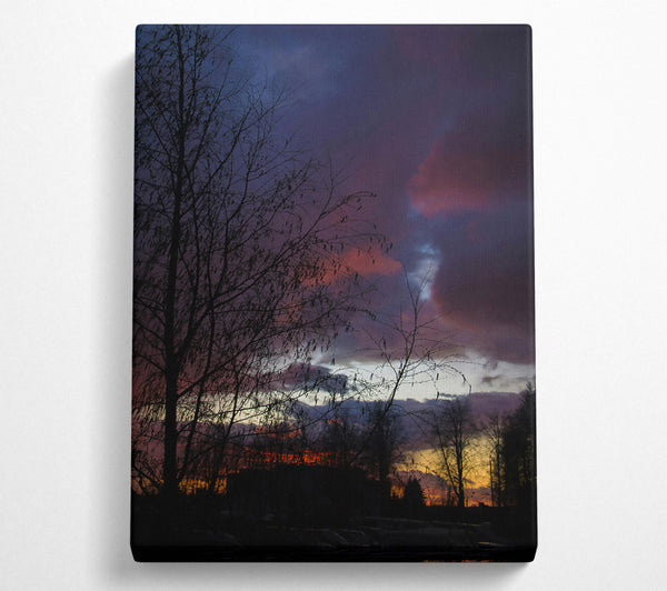  A Canvas Print of Crimson Silhouettes At Dusk Canvas Wall Art