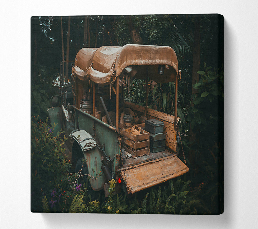  A Canvas Print of Rusty Green Jungle Truck Canvas Print