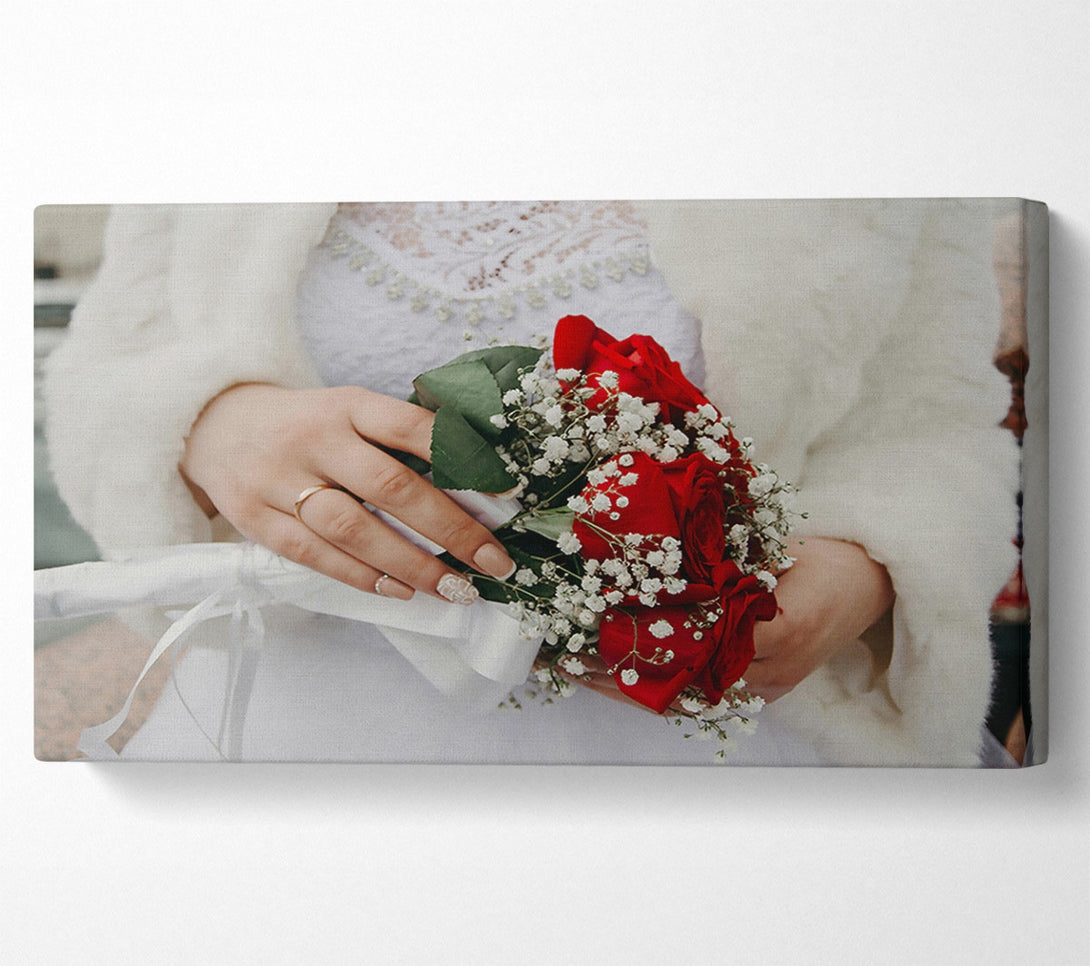  A Canvas Print of Red Roses And White Lace Canvas Print
