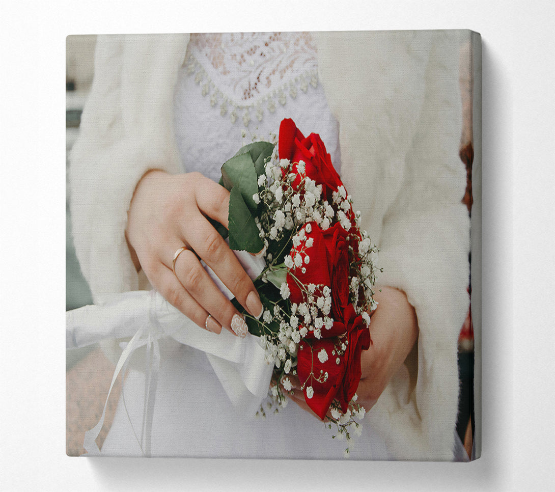  A Canvas Print of Red Roses And White Lace Canvas Print