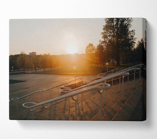  A Canvas Print of Golden Steps At Sunset Canvas Print