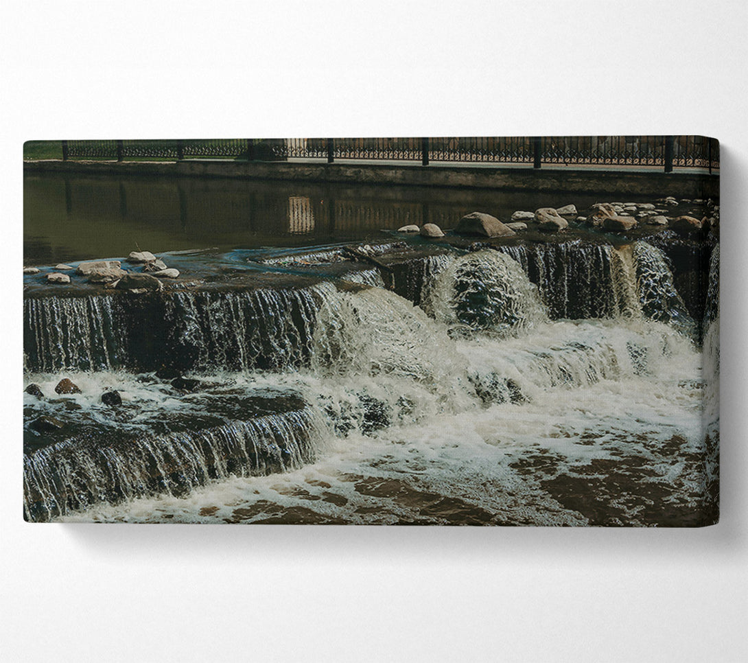  A Canvas Print of Green Cascading Waterfalls Canvas Print