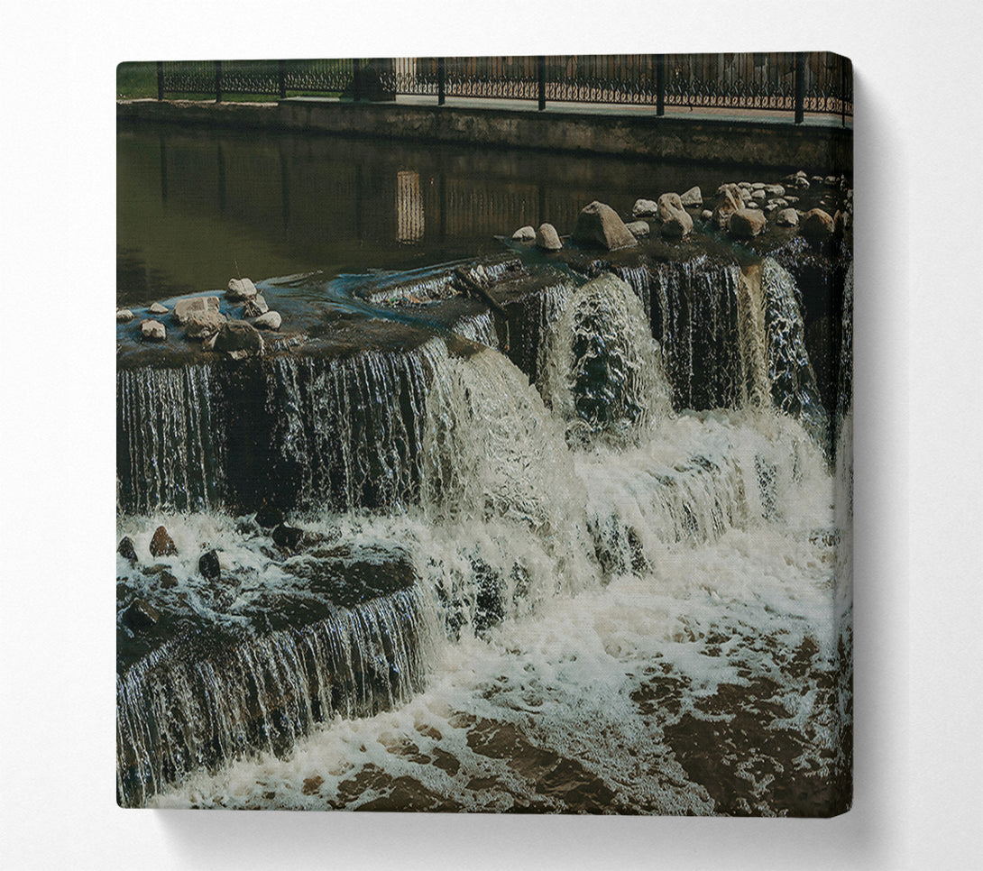  A Canvas Print of Green Cascading Waterfalls Canvas Print