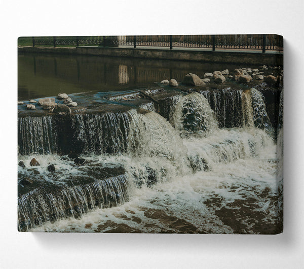  A Canvas Print of Green Cascading Waterfalls Canvas Print