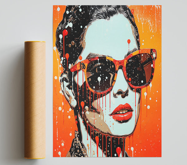 Red Paint Drop Fashion Woman Giclee Print