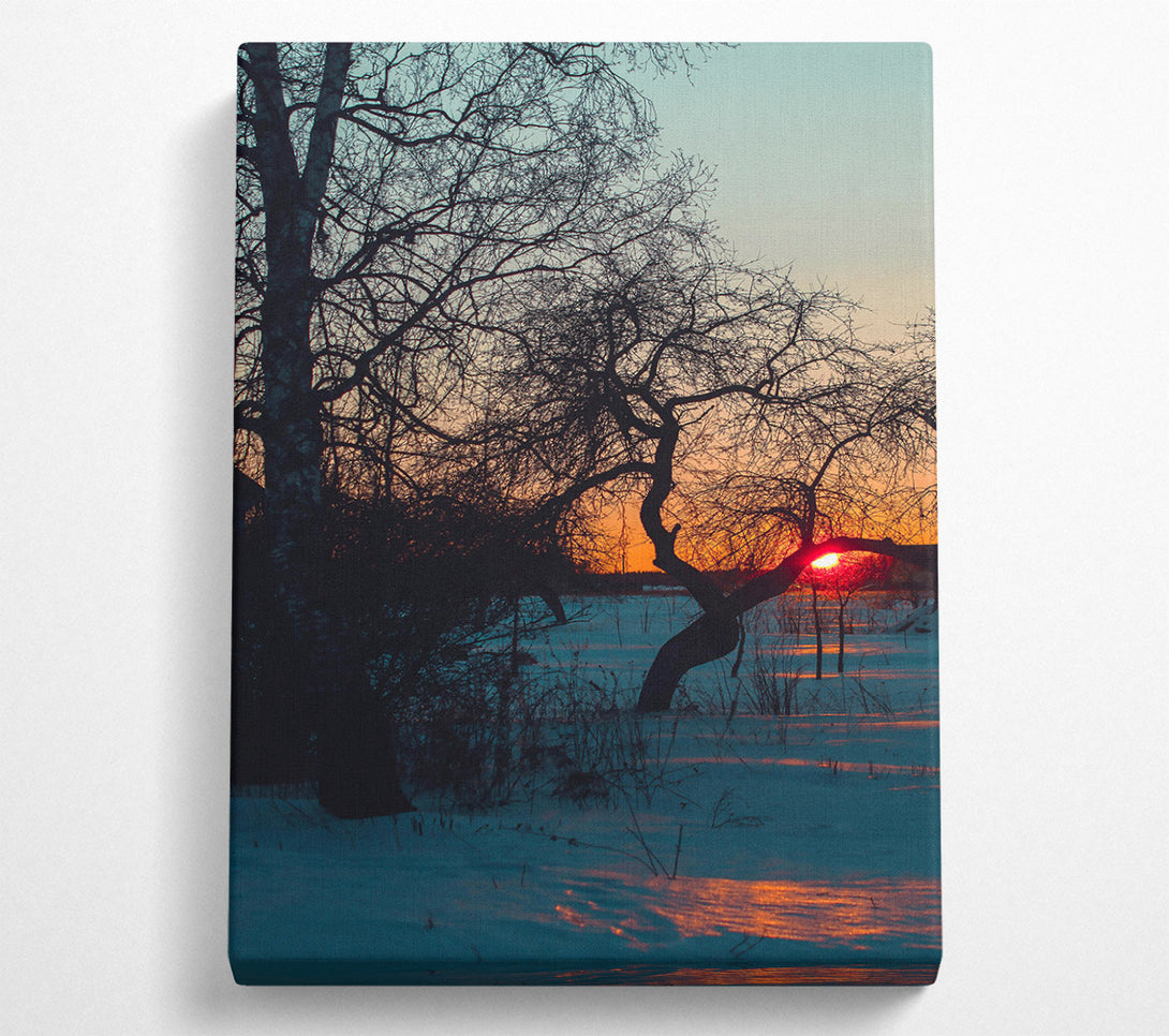  A Canvas Print of Orange Sunset Silhouette Canvas Art