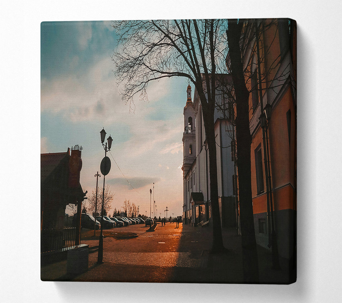  A Canvas Print of Golden Hour Church Canvas Art