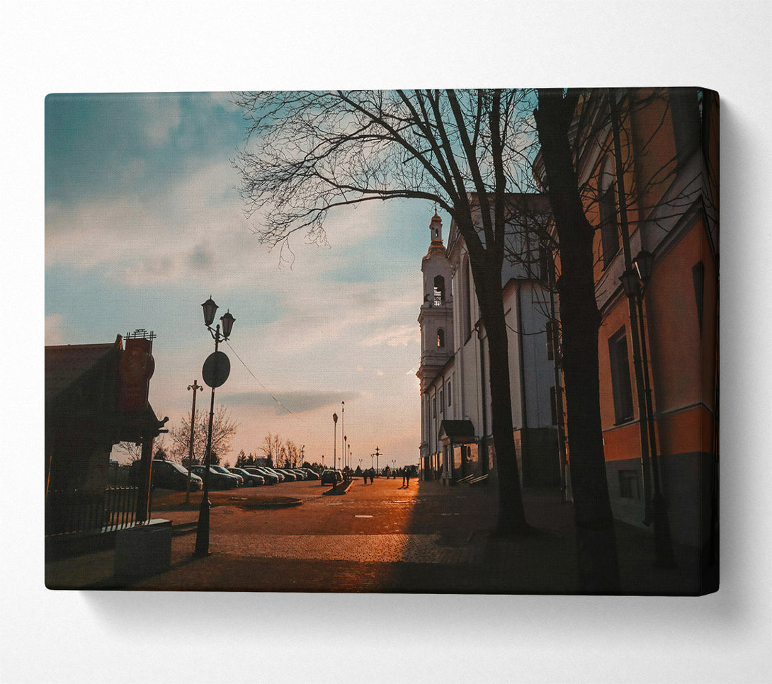  A Canvas Print of Golden Hour Church Canvas Art