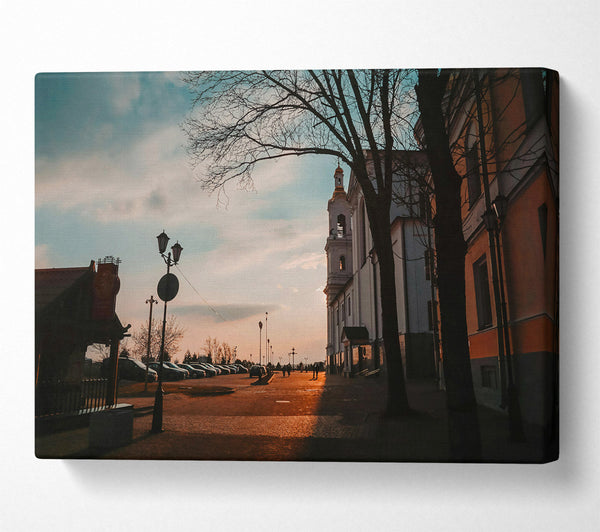  A Canvas Print of Golden Hour Church Canvas Art