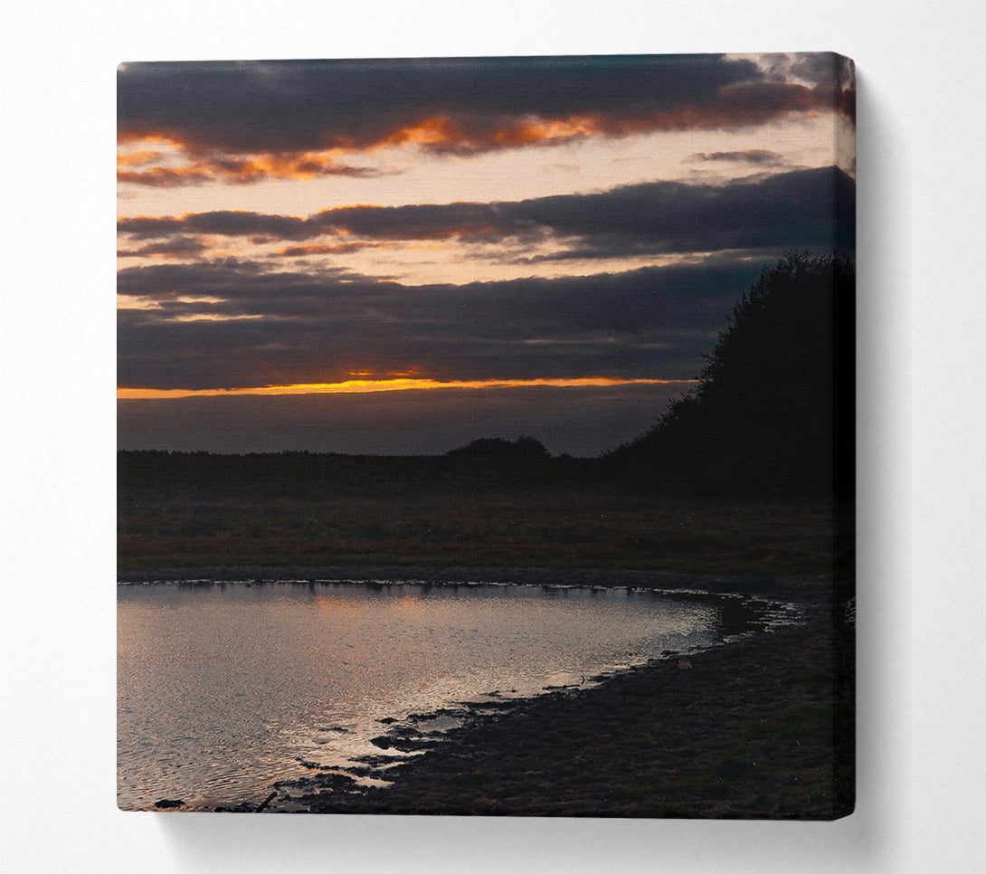  A Canvas Print of Orange Sunset Pond Canvas Art
