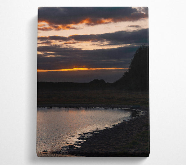  A Canvas Print of Orange Sunset Pond Canvas Art