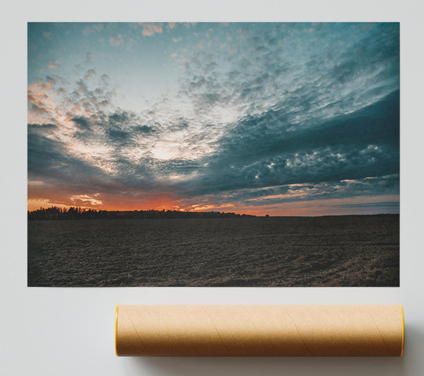 Teal Sky Sunset Poster