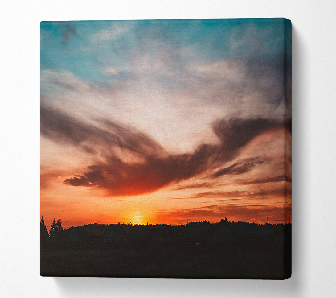  A Canvas Print of Orange Sunset Sky Canvas Wall Art
