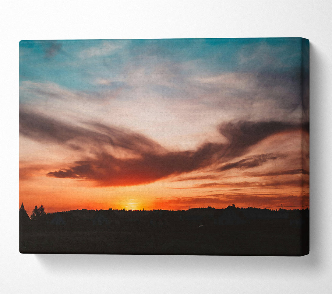  A Canvas Print of Orange Sunset Sky Canvas Wall Art