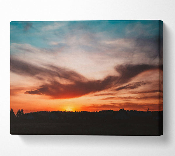  A Canvas Print of Orange Sunset Sky Canvas Wall Art
