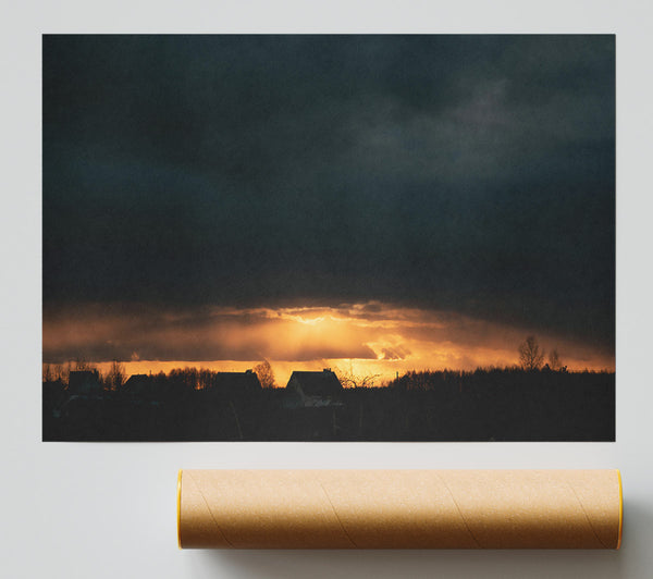 Golden Light Breaks Through Poster