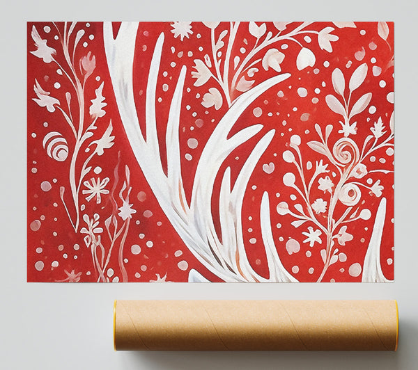 Reindeer Red Poster