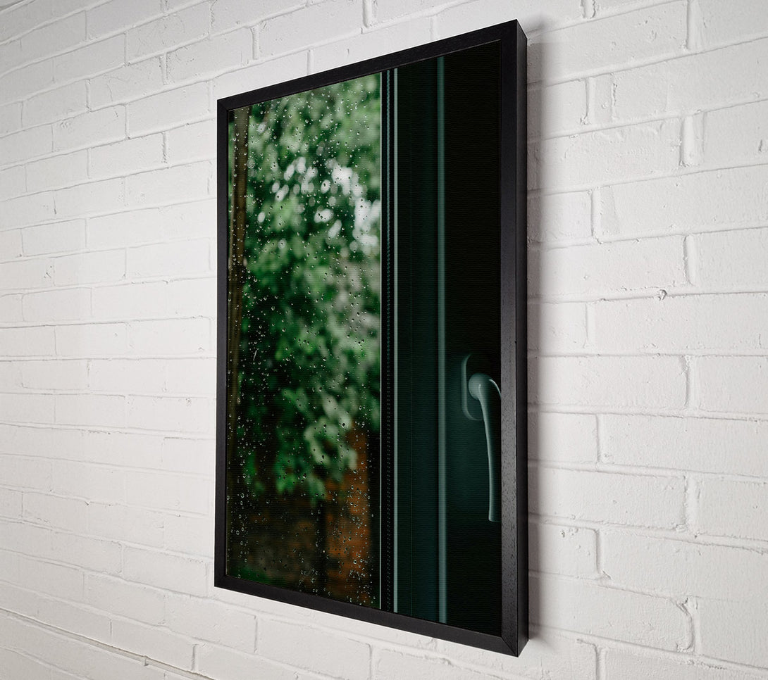  A Canvas Print of Green Rain Windowpane Canvas Wall Art