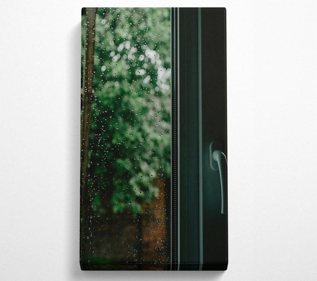  A Canvas Print of Green Rain Windowpane Canvas Wall Art