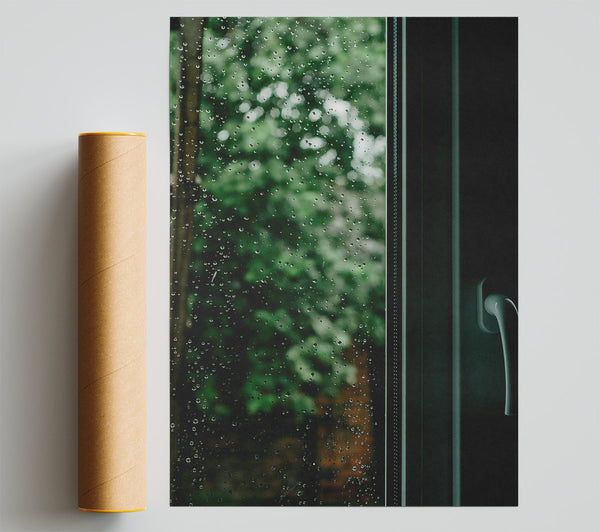Green Rain Windowpane Giclee Print