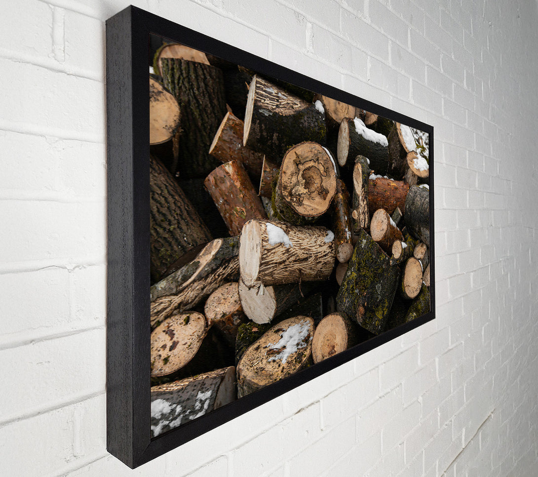  A Canvas Print of Brown Winter Logs. Canvas Art