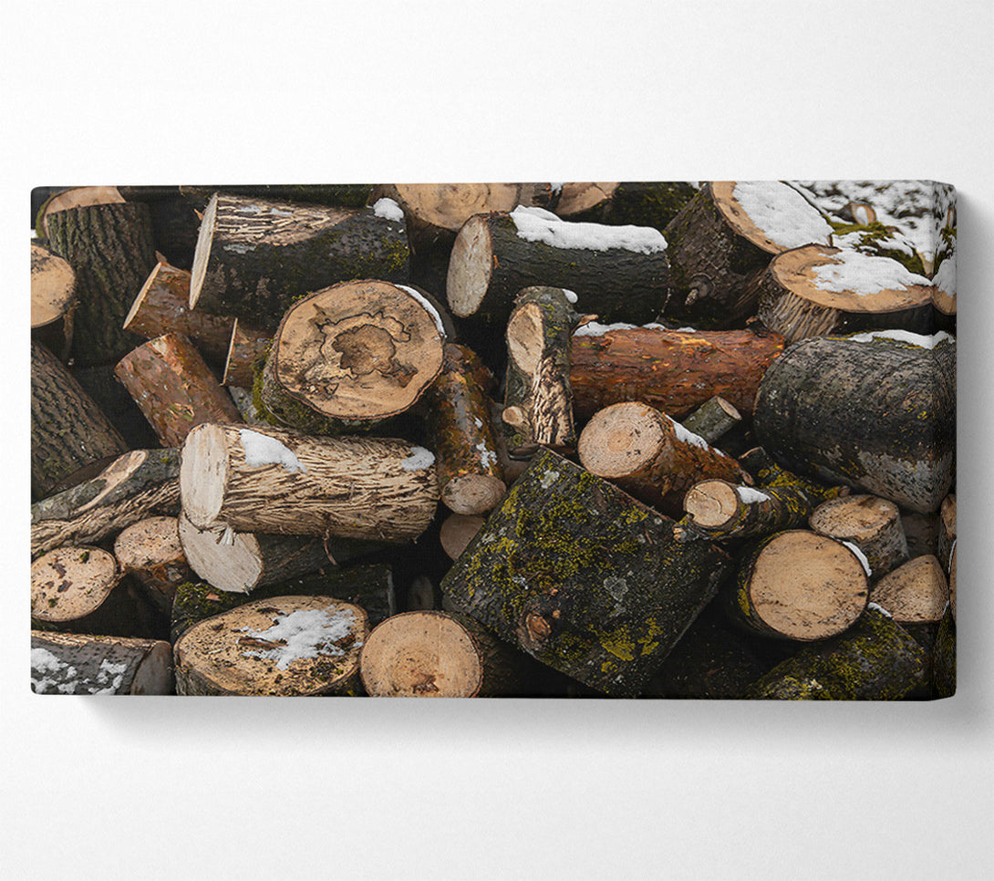  A Canvas Print of Brown Winter Logs. Canvas Art