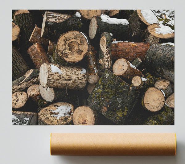 Brown Winter Logs. Giclee Print