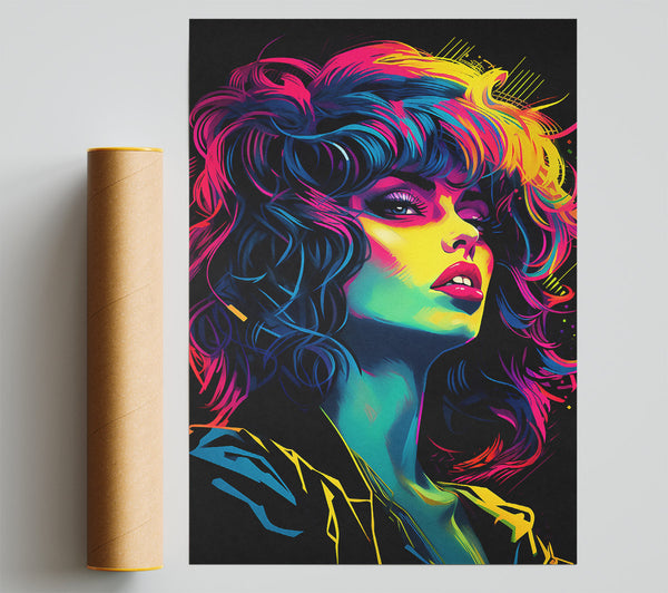 Retro Neon Woman Poster