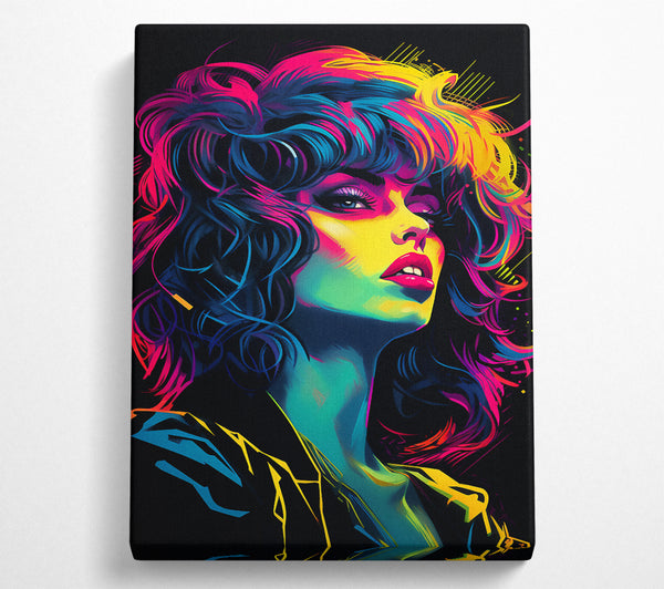  A Canvas Print of Retro Neon Woman Canvas Wall Art