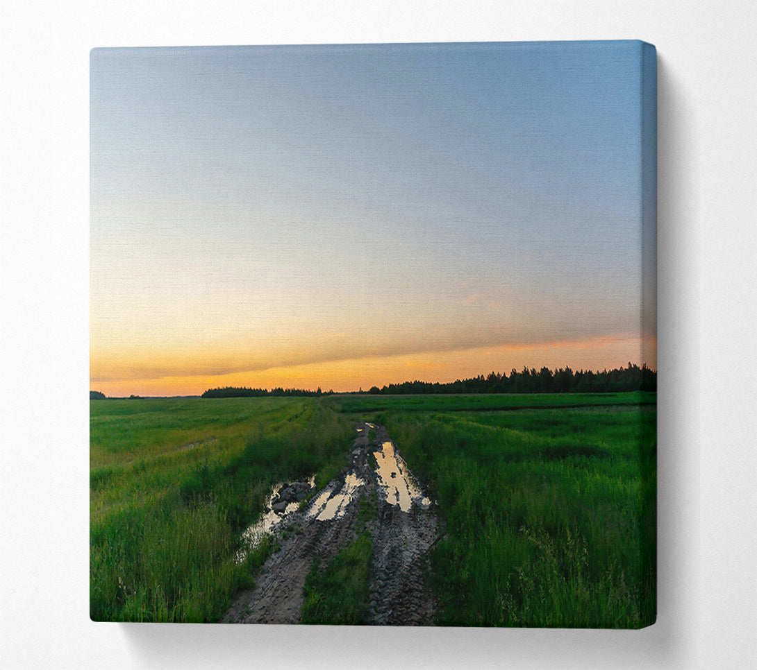  A Canvas Print of Golden Field Path Canvas Art