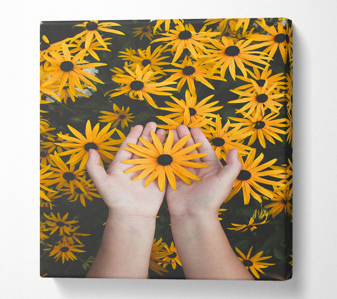  A Canvas Print of Golden Flower Hands Canvas Print