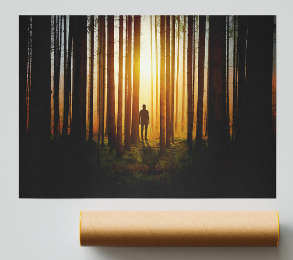 Golden Forest Silhouette Giclee Print