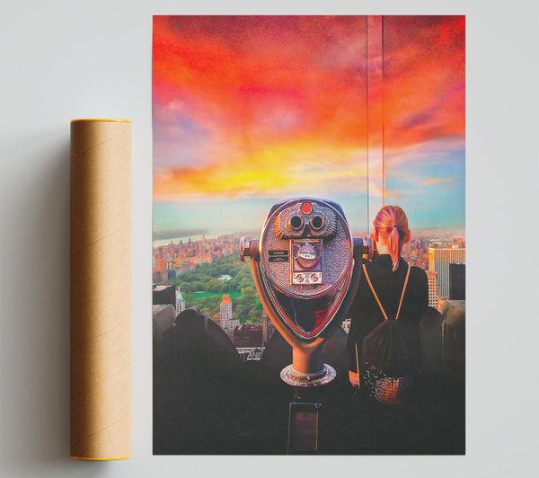 Orange Sunset Viewfinder Poster