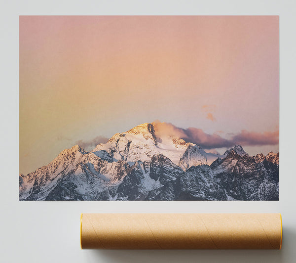 Pink Sky Mountain Peaks Poster