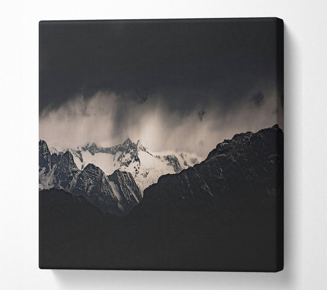  A Canvas Print of Black Peaks In White Canvas Wall Art