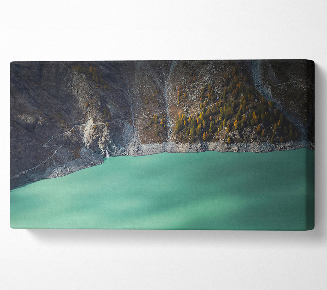  A Canvas Print of Teal Mountain Lake Canvas Art