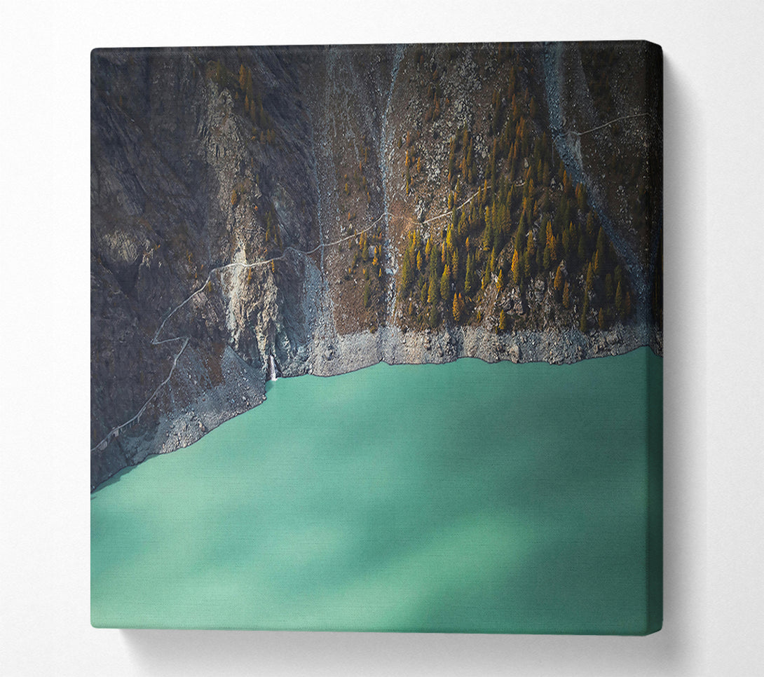  A Canvas Print of Teal Mountain Lake Canvas Art