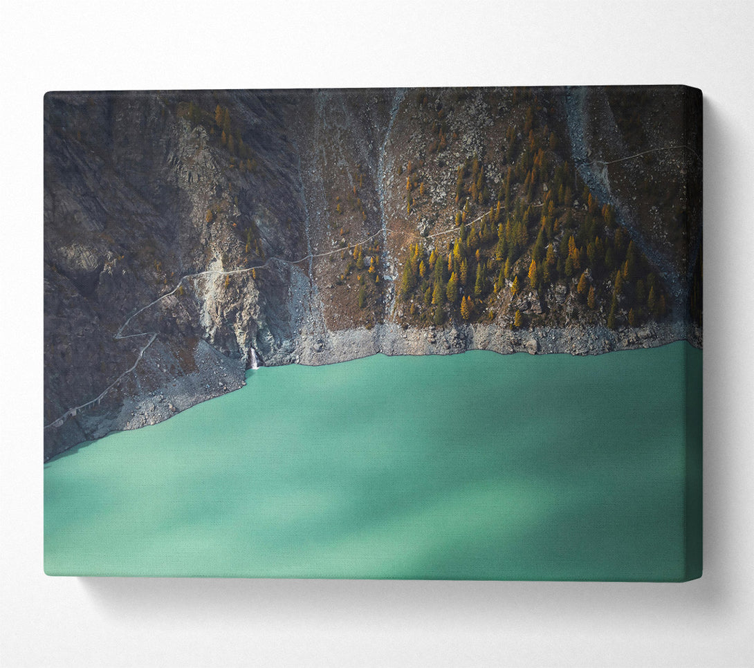  A Canvas Print of Teal Mountain Lake Canvas Art