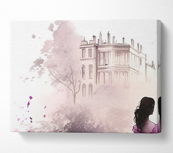  A Canvas Print of Romance Castle Watercolour Canvas Art